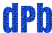 the word dpb is made of blue letters on a white background