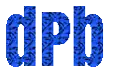 the word dpb is made of blue letters on a white background