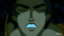 a close up of a man 's face with lightning coming out of his eyes and a netflix logo in the corner