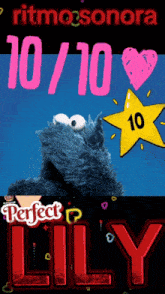 a poster for ritmo sonora perfect lily with cookie monster