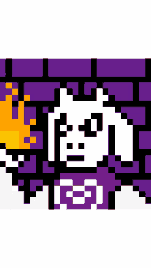 fire magic in hand pixel art goat