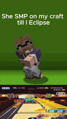 a screenshot of a video game with the words she smp on my craft till i eclipse at the bottom
