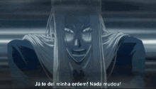a black and white drawing of a woman with long white hair and the words caçar e destruir