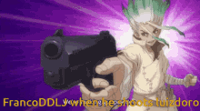 a cartoon character is pointing a gun at the camera with the caption francoddl when he shots luizdoro