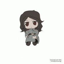 a drawing of a woman in a trench coat generated with meta animated drawings