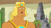 a cartoon of a man with a crown on his head making a surprised face