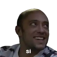 a close up of a man 's face with the word si in the corner
