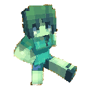 a pixel art of a girl in a blue shirt and shorts is walking .