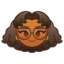 a cartoon drawing of a woman 's face with glasses and earrings .