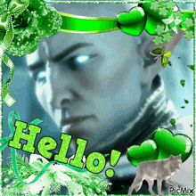 a picture of a man with blue eyes and the words hello