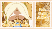 a picture of a cookie with the words pure vanilla de hazu on it