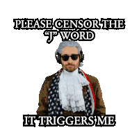 a man in a patriotic costume says please censor the j word it triggers me