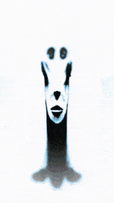 a black and white image of a person with a circle in the background