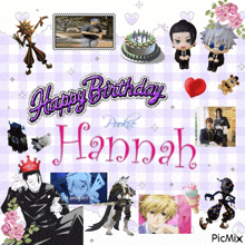 a birthday card for hannah with anime characters
