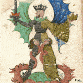 a painting of a man holding a sword with pixiz written on the bottom right