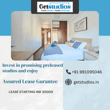 an advertisement for getstudios promising preleased studios