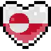 a pixel art heart with the flag of greenland on it