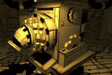 a black and white drawing of a machine with the letter o on it