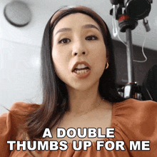 A Double Thumbs Up For Me Tina Yong GIF - A Double Thumbs Up For Me Tina Yong Its A Winner GIFs