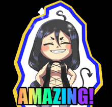 a cartoon drawing of a girl with the words amazing written below her