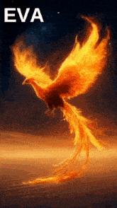 a painting of a phoenix with the name eva written below it