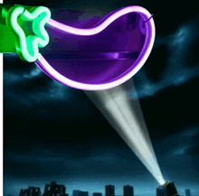 a purple and green neon sign with a star