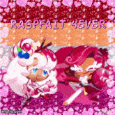 a picture of a cookie run character with the words raspfait 4ever written on it