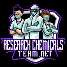 a logo for research chemicals team.net with three people wearing face masks