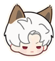 a drawing of a person with a cat ear has a sticker that says ' a ' on it