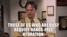 Dwight Schrute Hands-free Hydration GIF - Dwight Schrute Hands-free Hydration GIFs
