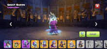 a screenshot of a game with a ghost queen character