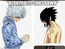 a collage of images with the words " blox fruits shut down "