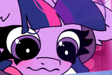 a cartoon drawing of twilight sparkle making a sad face