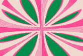 a pink and green flower with a white center is on a green background
