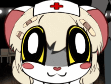 a cartoon character wearing a nurse hat with a red cross