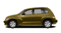 a brown chrysler pt cruiser is shown from the side on a white background