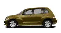 a brown chrysler pt cruiser is shown from the side on a white background