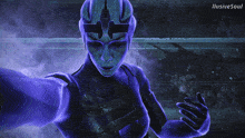 a picture of a purple alien with the name ilusive soul on the bottom right