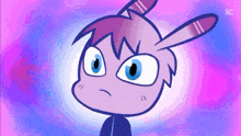 a cartoon character with bunny ears and a blue eye