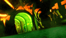 a tunnel with a green light in the middle of it