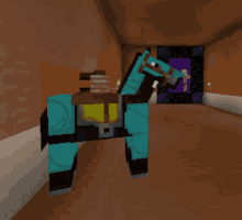 a pixel art of a person wearing headphones in front of a portal