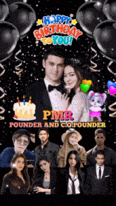 a poster that says happy birthday to you pmr founder and co-founder