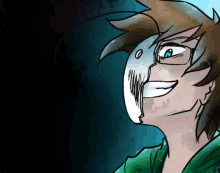 a drawing of a person wearing glasses and a mask on their face