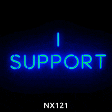 a neon sign that says " i support " on it