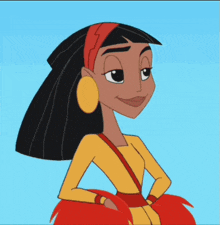 a cartoon character wearing a yellow shirt and red pom poms is smiling