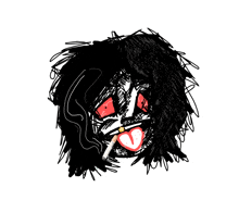 a drawing of a person smoking a cigarette with red eyes