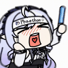 a cartoon of a girl with a headband that says phaethon