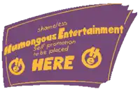 a purple sign that says shameless humongous entertainment
