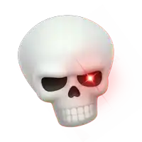a skull with a red light coming out of one eye