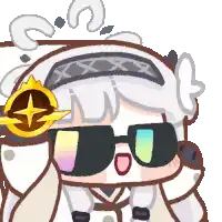 a cartoon of a girl wearing sunglasses and a headband with a star on it .